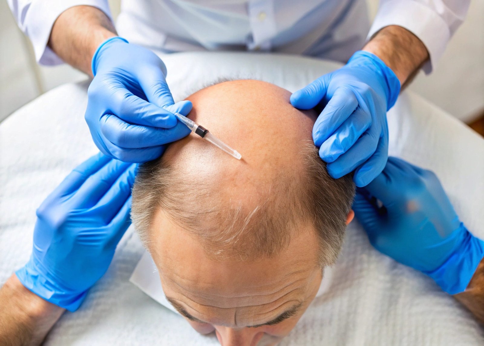 high angle view patient receiving prp injection alopecia hair restoration treatment 1 scaled